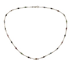 14 Karat Yellow Gold Multi-Colored Stone Necklace #21334