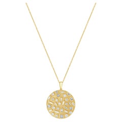 14 Karat Yellow Gold Multi Shape Bezel Set Diamond Disc Necklace