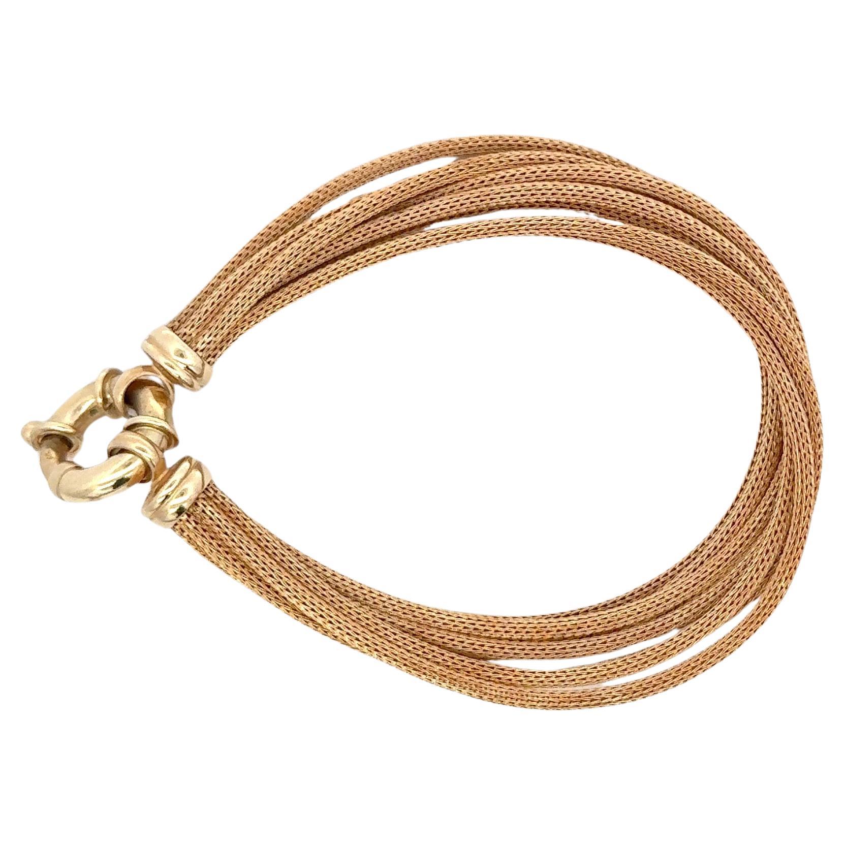 Contemporary 14 Karat Yellow Gold Multi Strand Woven Bracelet 21 Grams 7.5 Inches For Sale