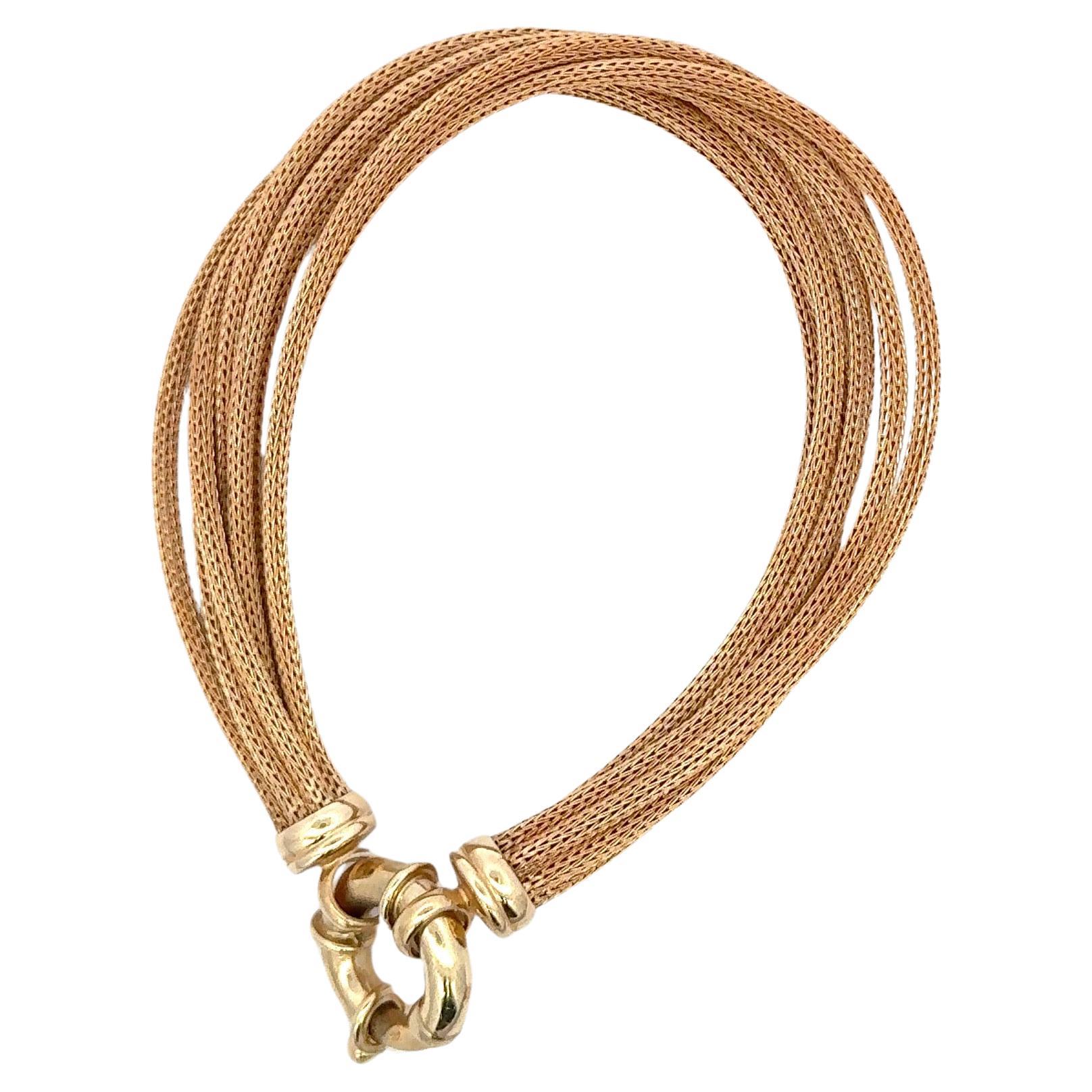14 Karat Yellow Gold Multi Strand Woven Bracelet 21 Grams 7.5 Inches In Excellent Condition For Sale In New York, NY