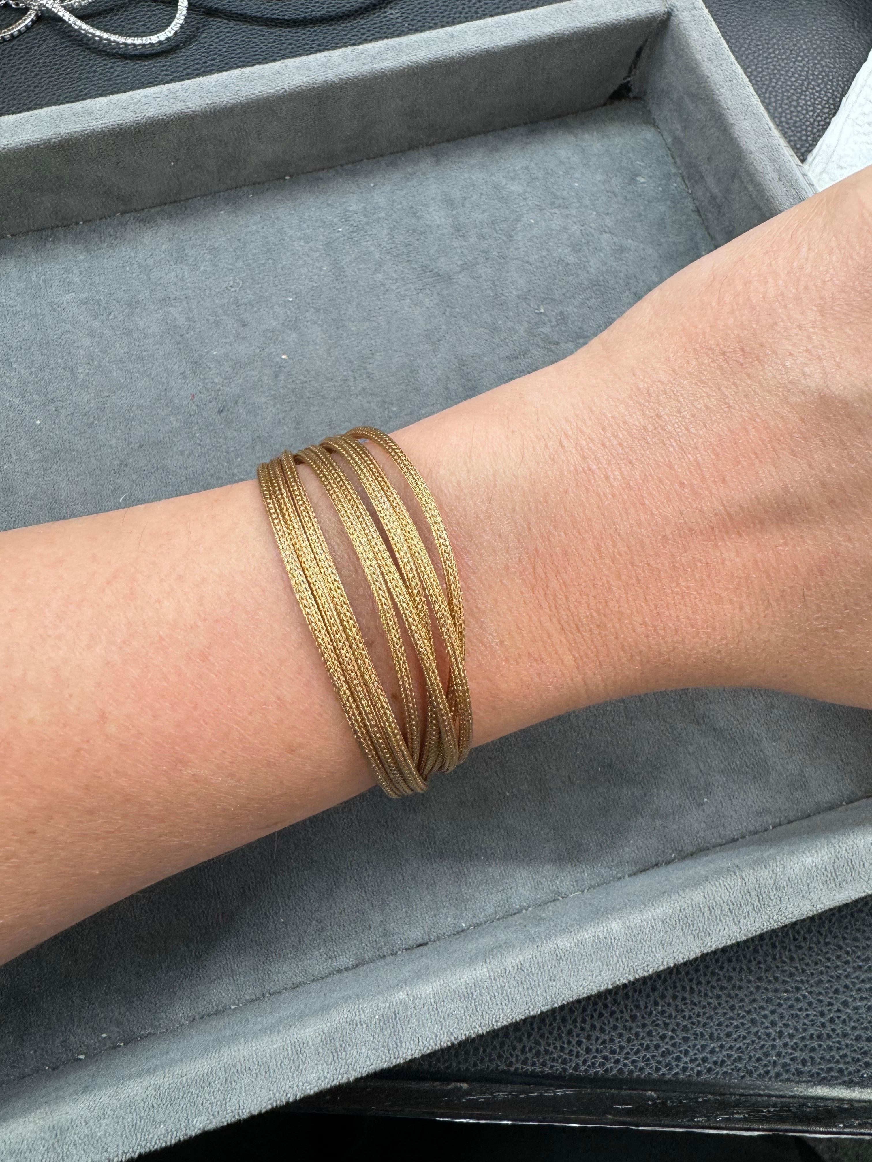 14 Karat Yellow Gold Multi Strand Woven Bracelet 21 Grams 7.5 Inches For Sale 1