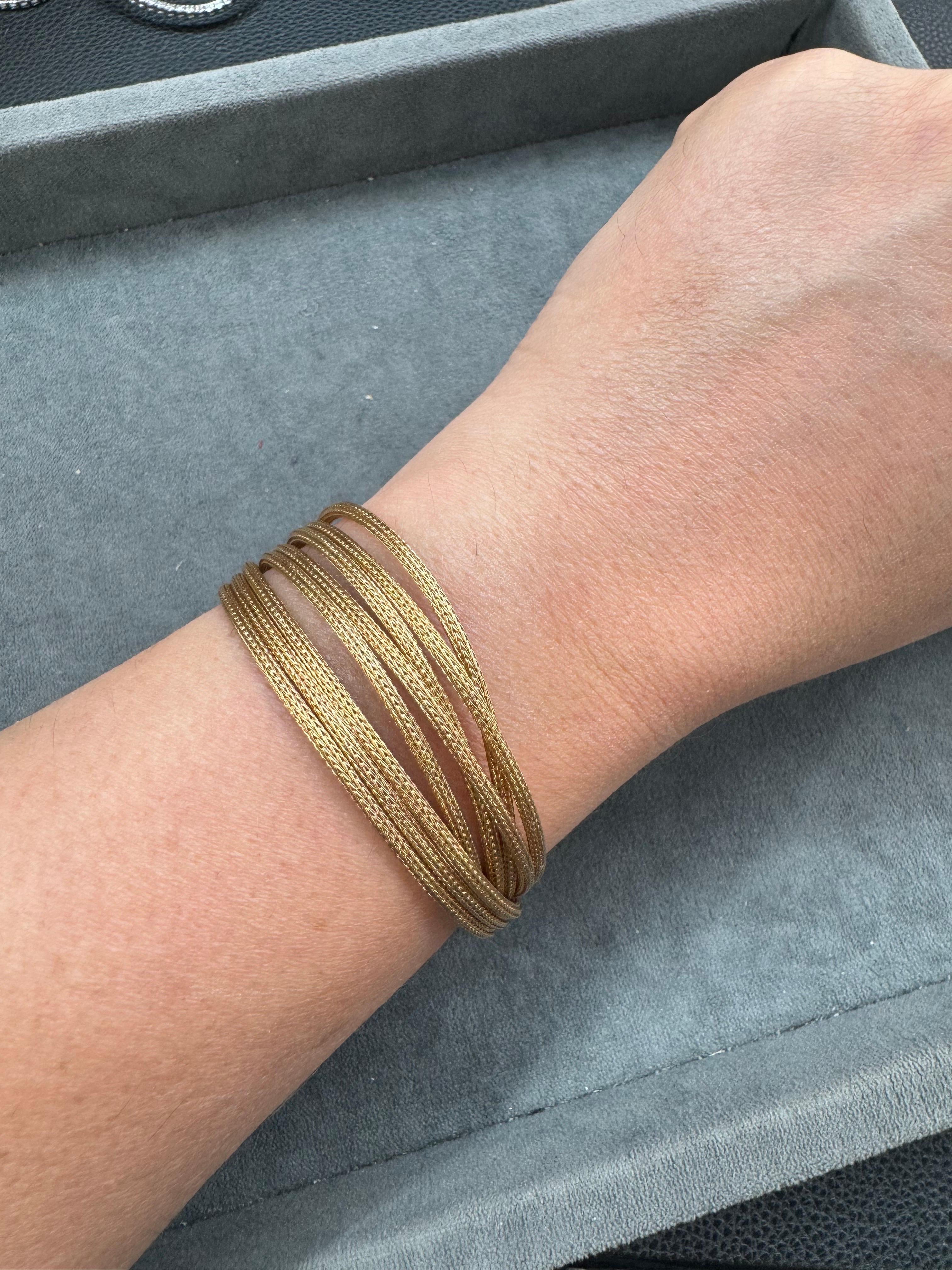14 Karat Yellow Gold Multi Strand Woven Bracelet 21 Grams 7.5 Inches For Sale 2