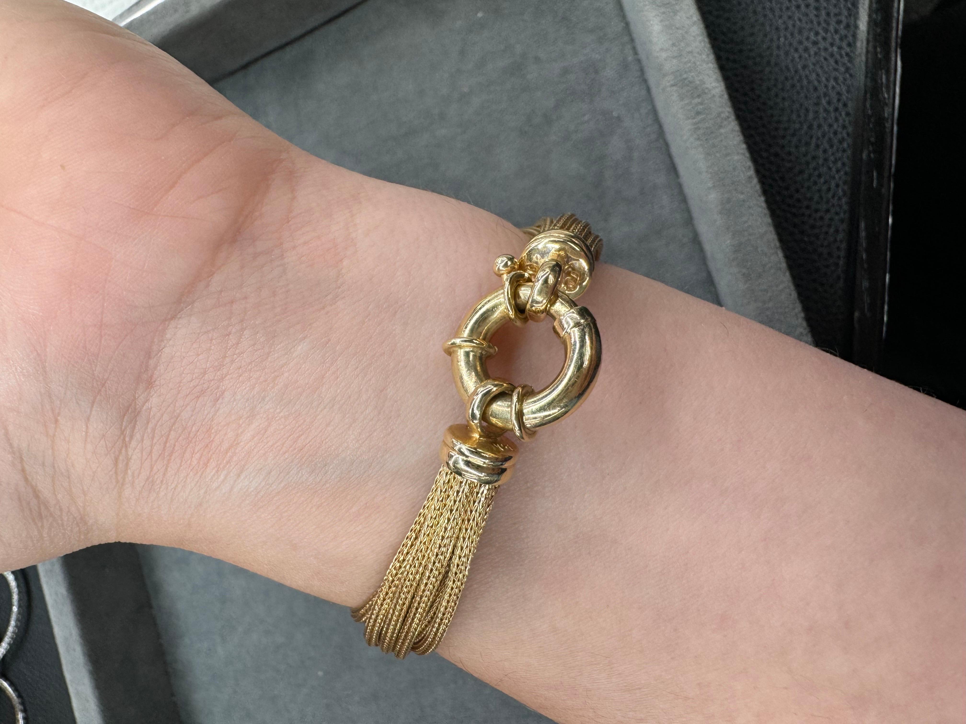 14 Karat Yellow Gold Multi Strand Woven Bracelet 21 Grams 7.5 Inches For Sale 3