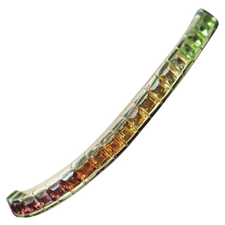 14 Karat Yellow Gold Multicolored Gem Stone Bracelet