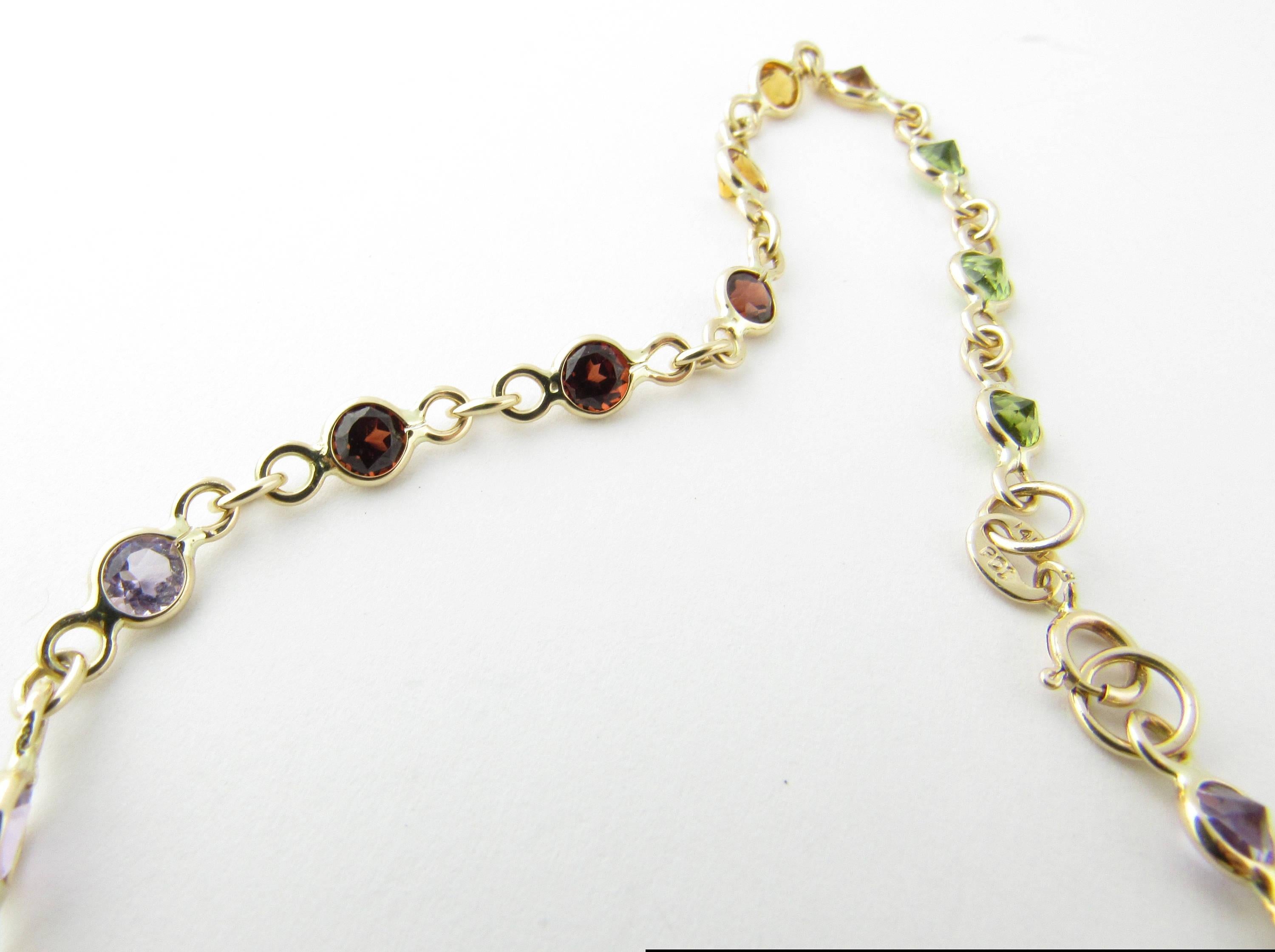 Women's 14 Karat Yellow Gold Multicolored Gemstone Necklace