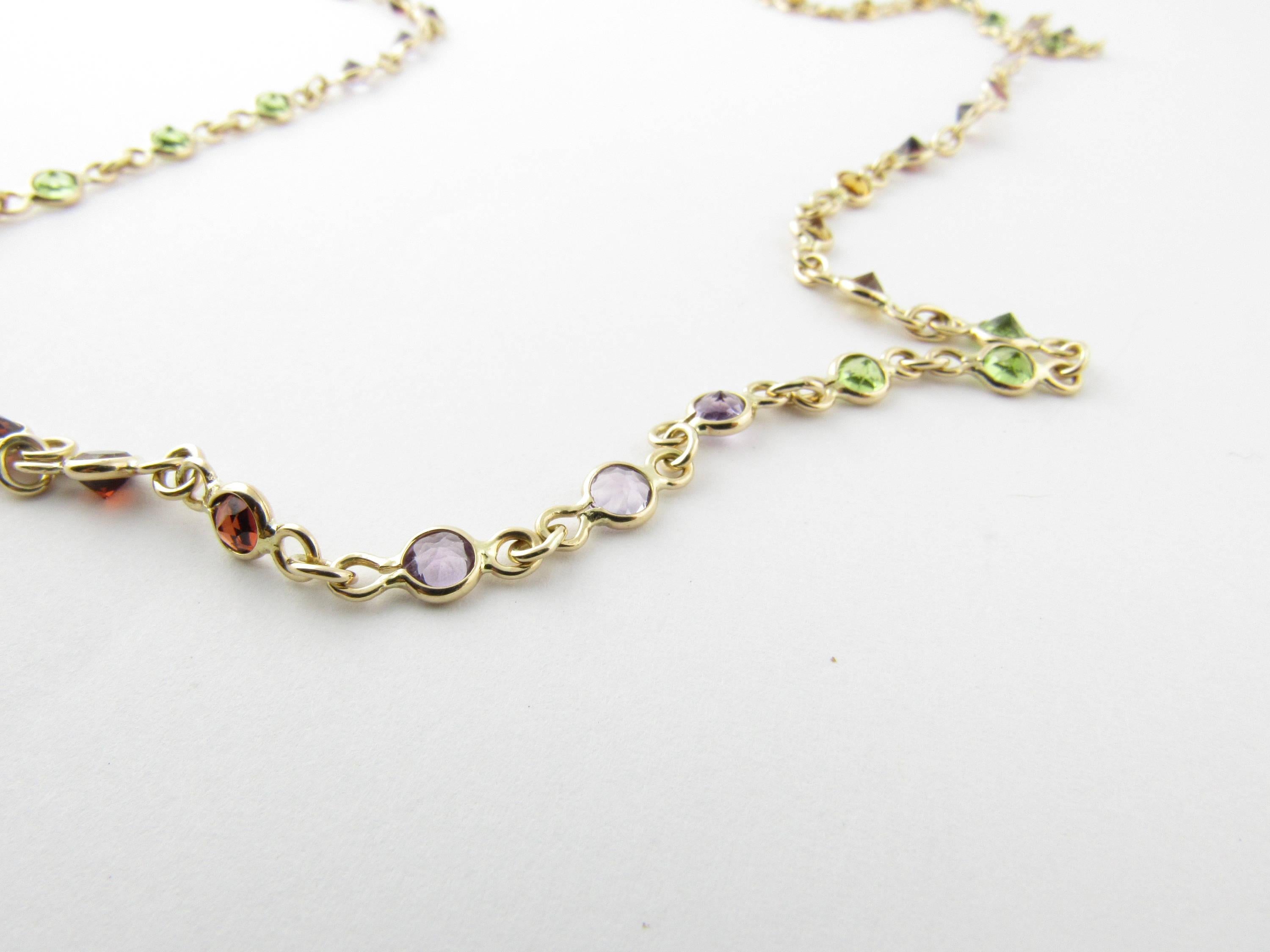 14 Karat Yellow Gold Multicolored Gemstone Necklace 1