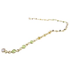 14 Karat Yellow Gold Multicolored Gemstone Necklace