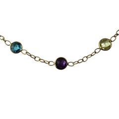 14 Karat Yellow Gold Multicolored Stone Ankle Bracelet #24468