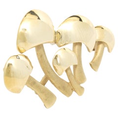 14 Karat Yellow Gold Mushroom Cluster Pin