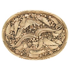 14 Karat Yellow Gold Native American Navajo Justin Morris Floral Belt Buckle