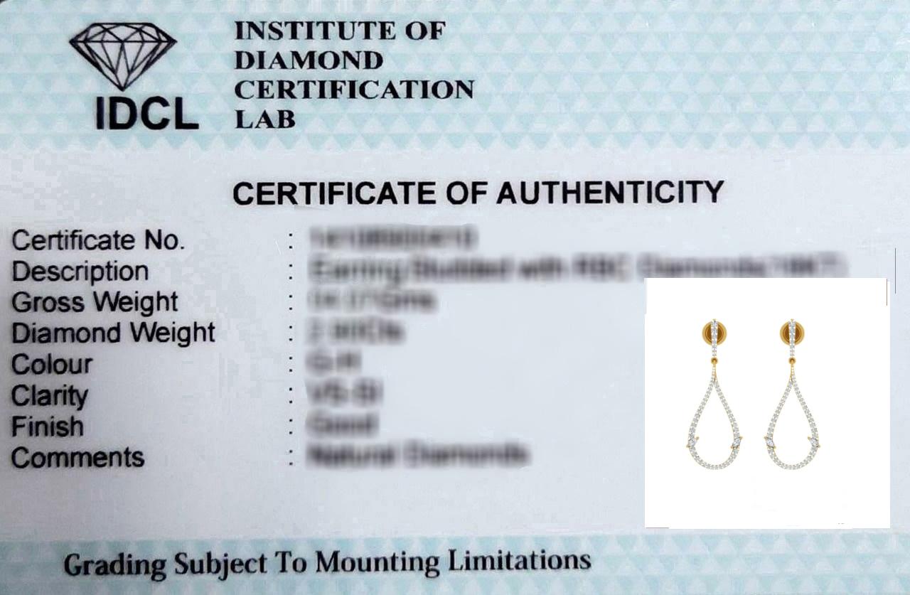 14 Karat Yellow Gold Natural 1.20 Carat Marquise Diamond Dangle Earrings Jewelry In New Condition For Sale In Diera, Dubai