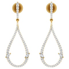 14 Karat Yellow Gold Natural 1.20 Carat Marquise Diamond Dangle Earrings Jewelry