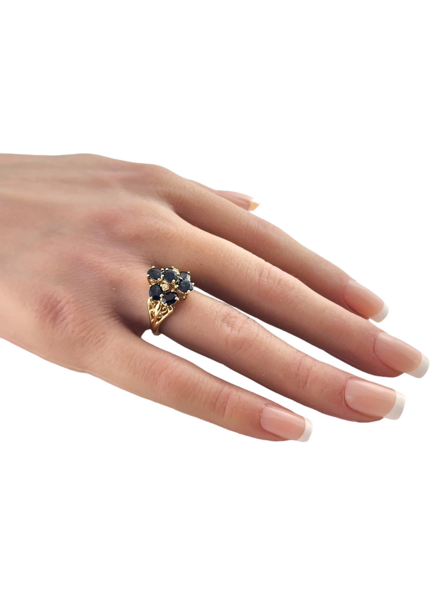 14 Karat Yellow Gold Natural Blue Sapphire & Diamond Ring Size 6 #19030 For Sale 3