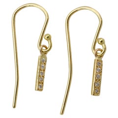 14 Karat Yellow Gold Natural Diamond Dangle Drop Earrings 
