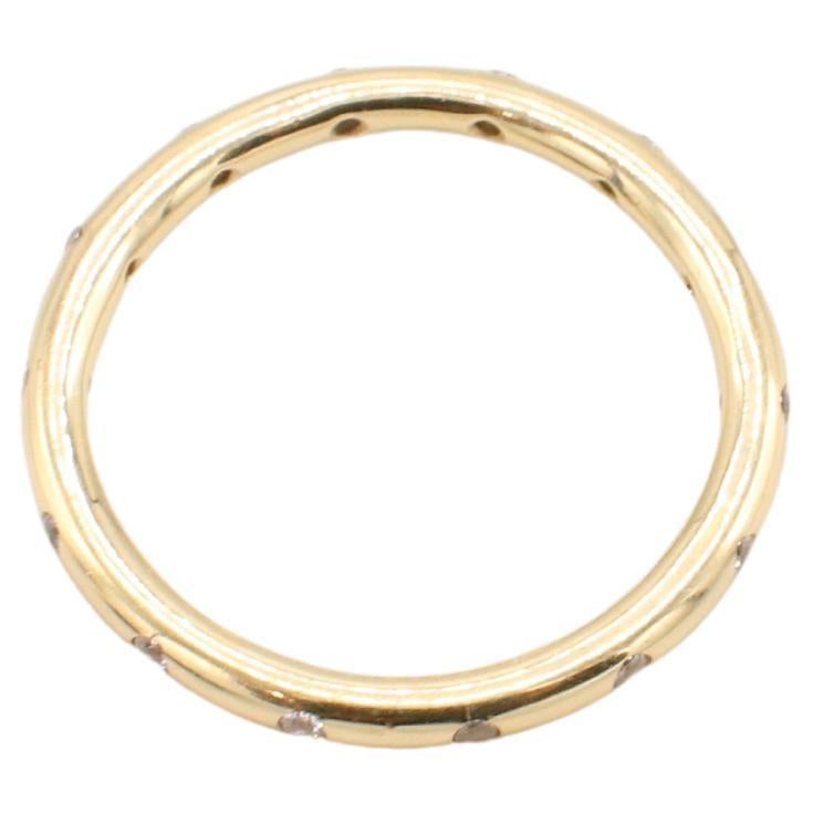 Modern 14 Karat Yellow Gold Natural Diamond Inlay Stacking Band Ring For Sale