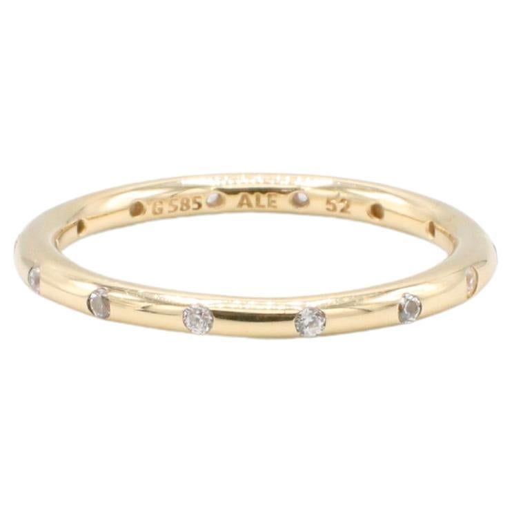 14 Karat Yellow Gold Natural Diamond Inlay Stacking Band Ring