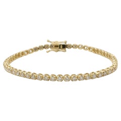 Pulsera Línea Tenis Diamante Natural Oro Amarillo 14 Kilates