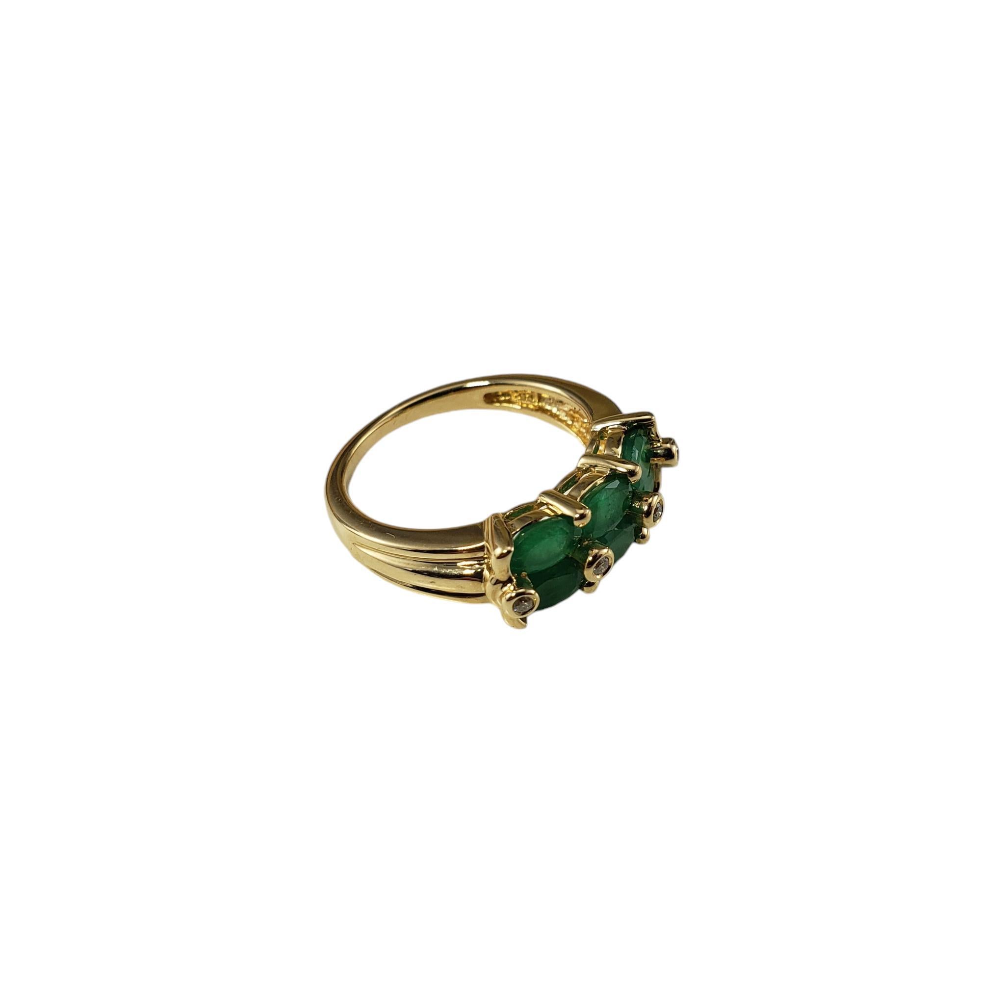Oval Cut 14 Karat Yellow Gold Natural Emerald and Diamond Ring Size 5.75 #19906 For Sale
