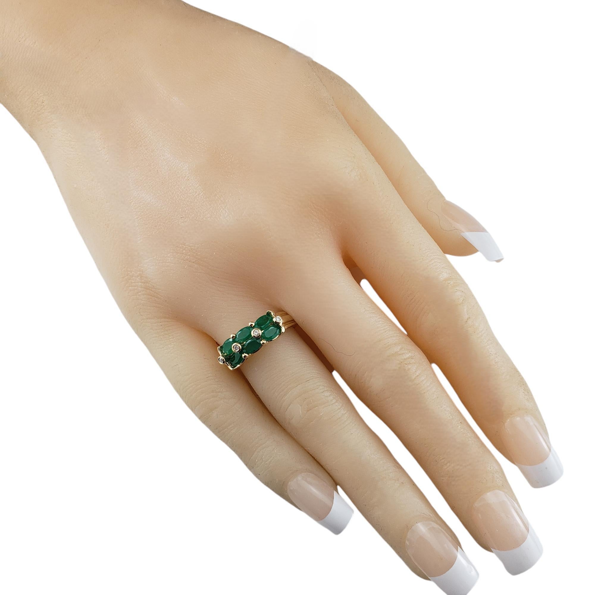Women's 14 Karat Yellow Gold Natural Emerald and Diamond Ring Size 5.75 #19906 For Sale