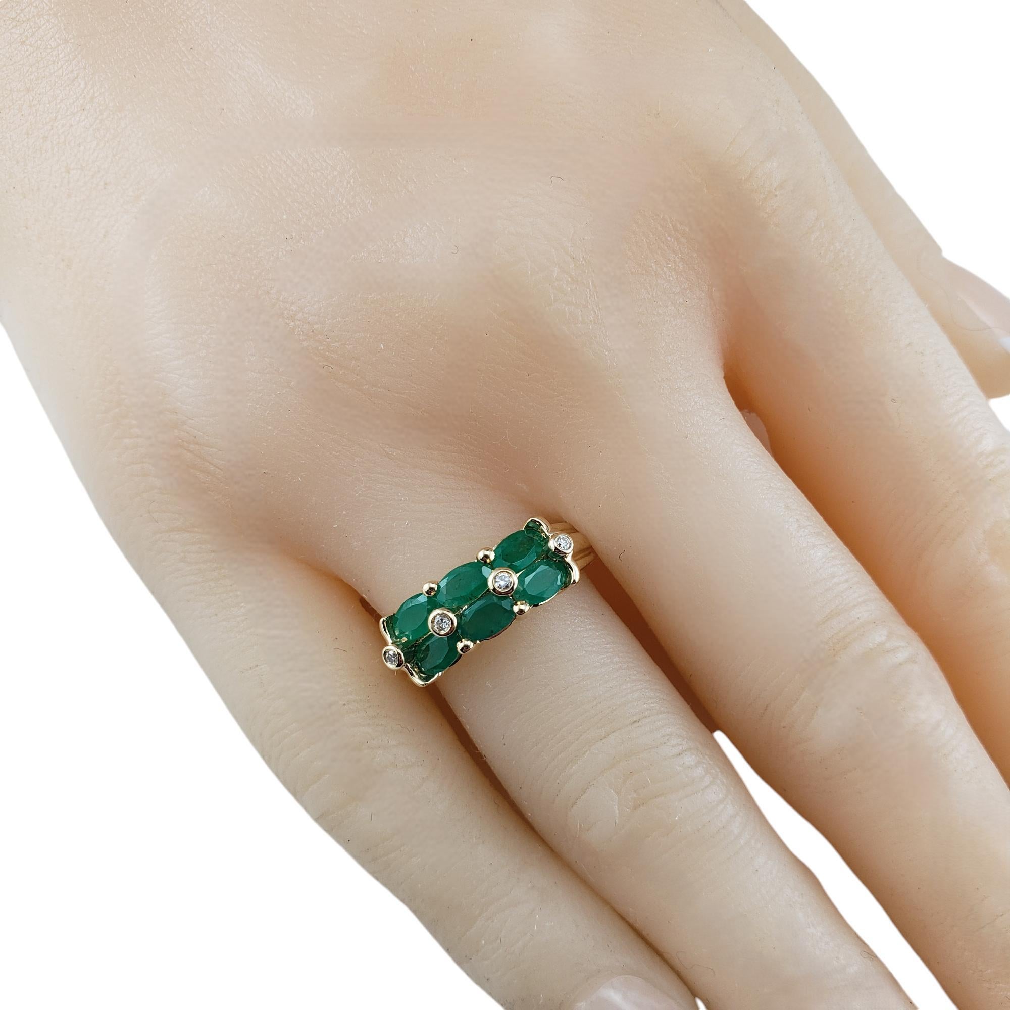 14 Karat Yellow Gold Natural Emerald and Diamond Ring Size 5.75 #19906 For Sale 2