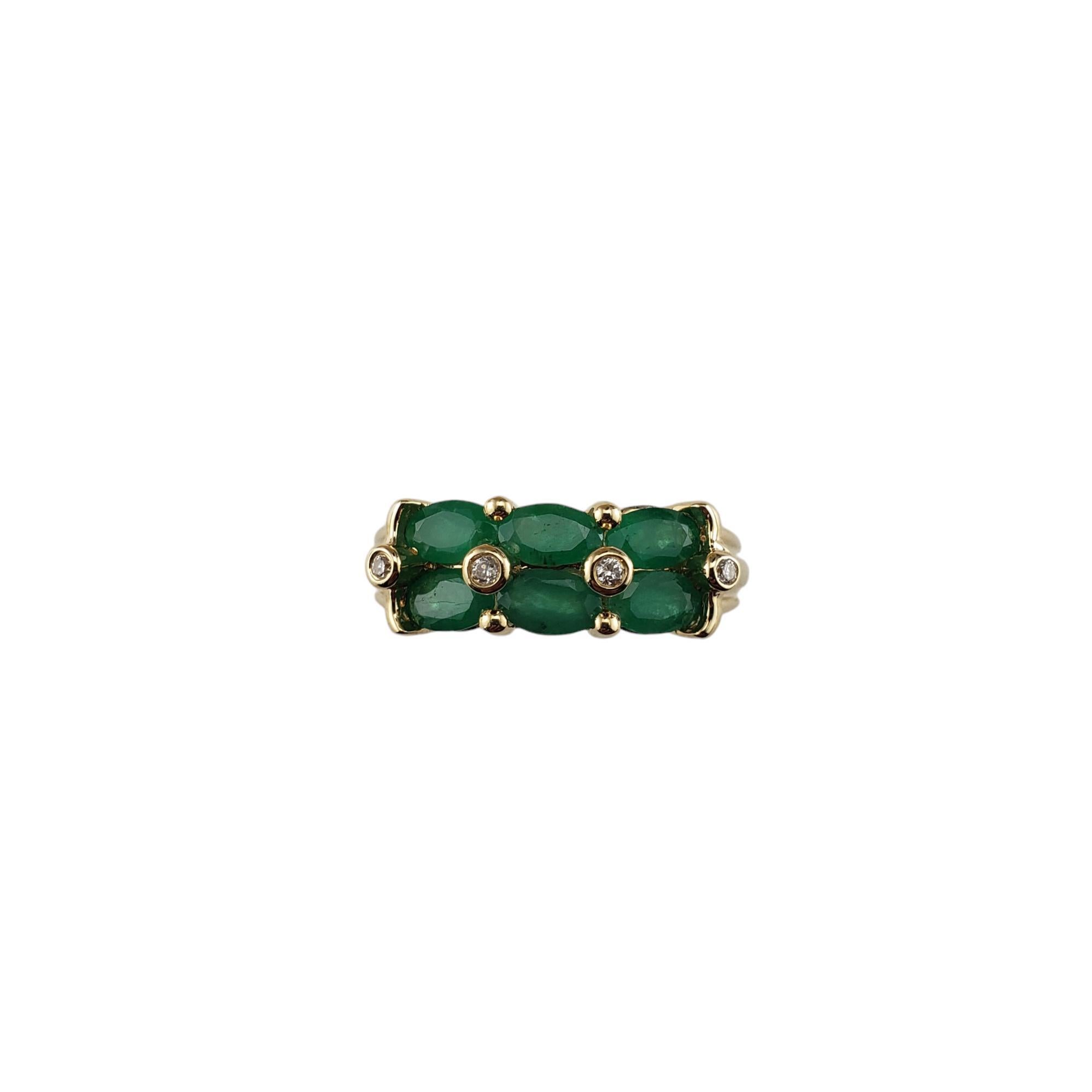 14 Karat Yellow Gold Natural Emerald and Diamond Ring Size 5.75 #19906 For Sale 3