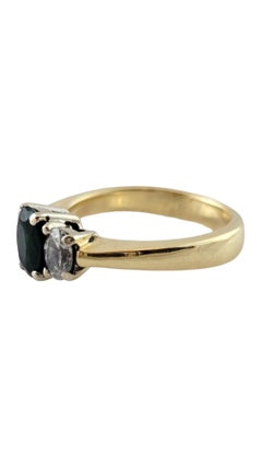 14 Karat Yellow Gold Natural Emerald and Diamond Ring Size 6-6.25 #16455