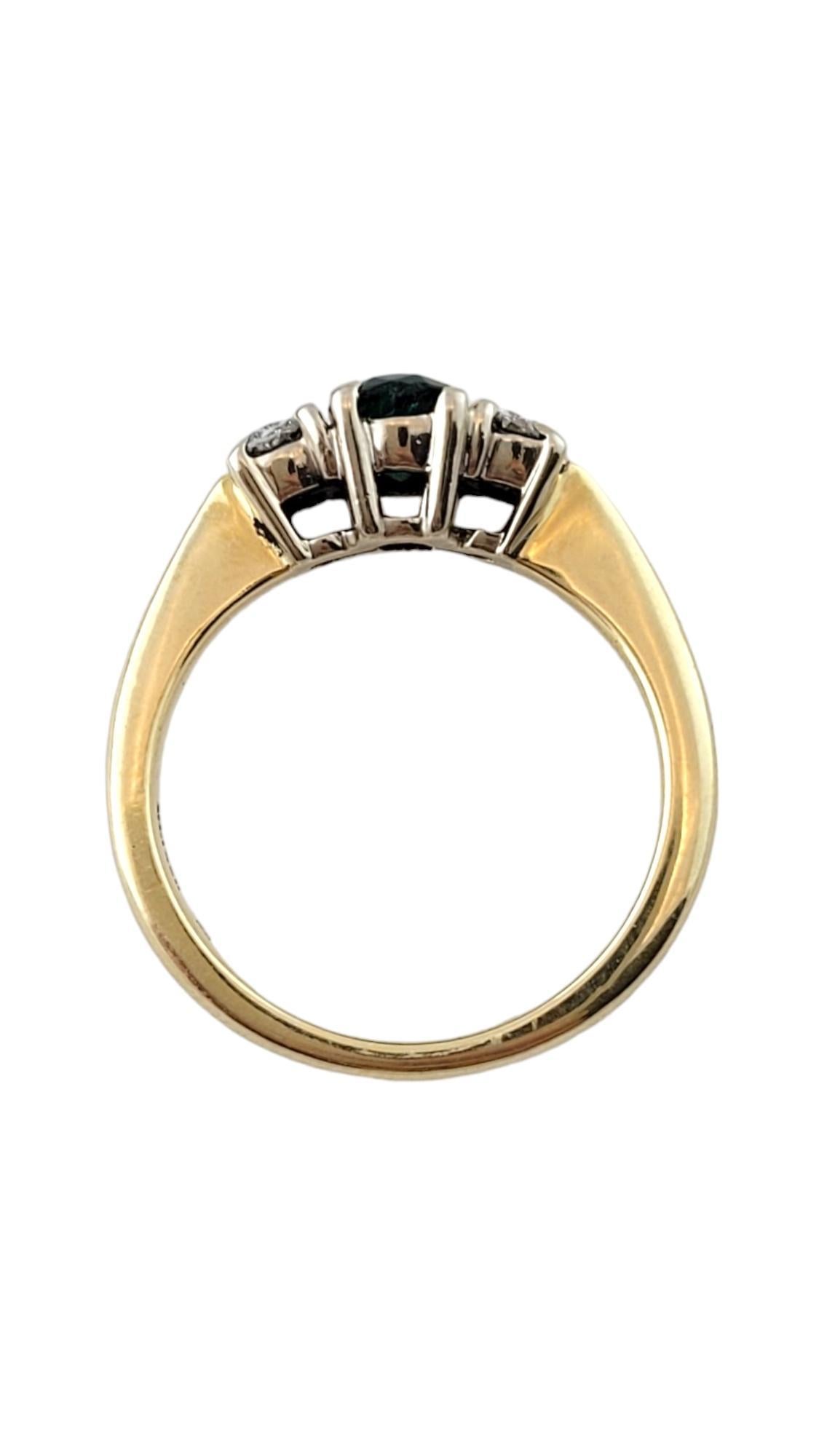 Taille ovale Bague en or jaune 14 carats, émeraude naturelle et diamant taille 6-6,25 n°16455 en vente