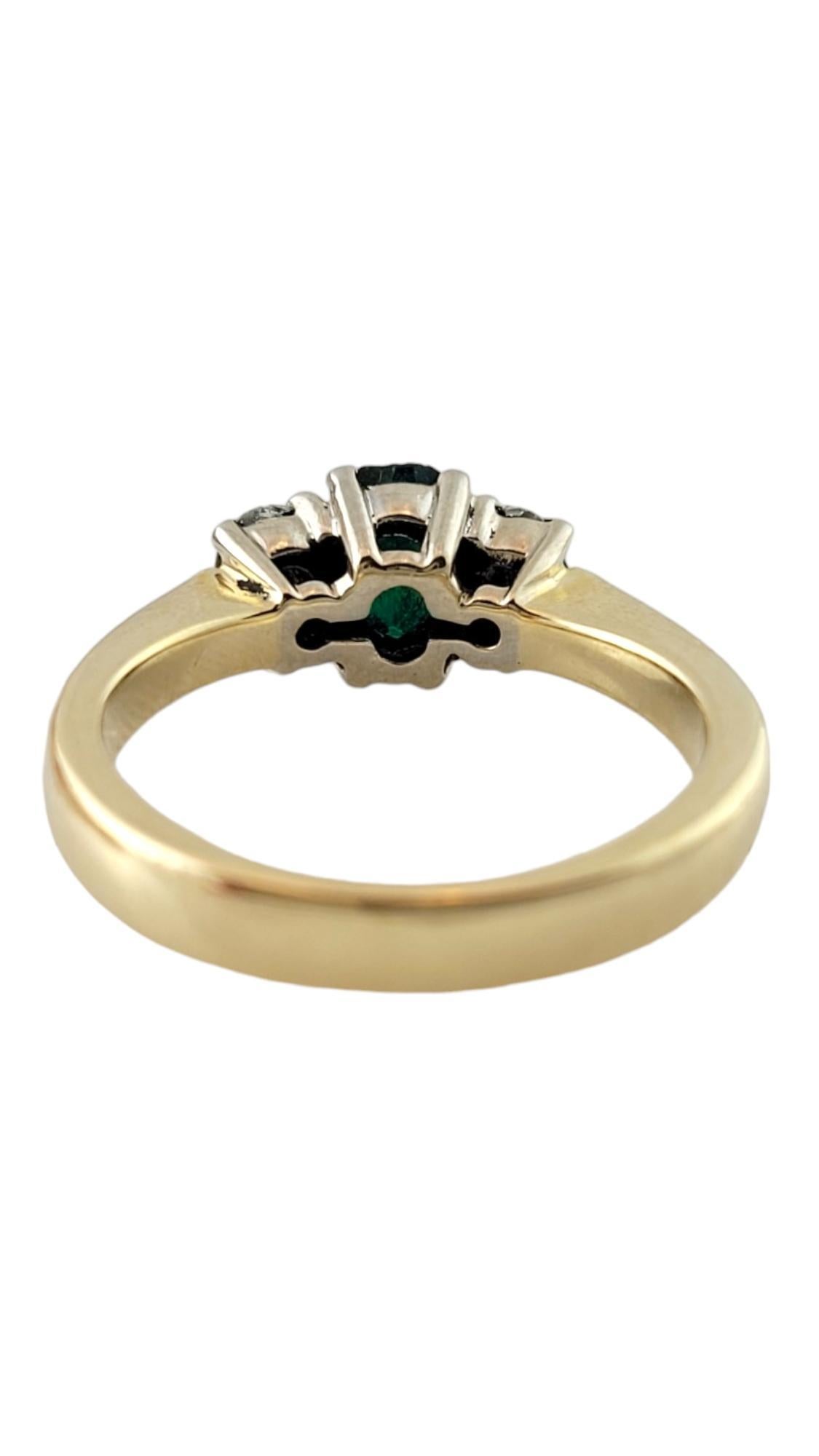 14 Karat Yellow Gold Natural Emerald and Diamond Ring Size 6-6.25 #16455 In Good Condition For Sale In Washington Depot, CT