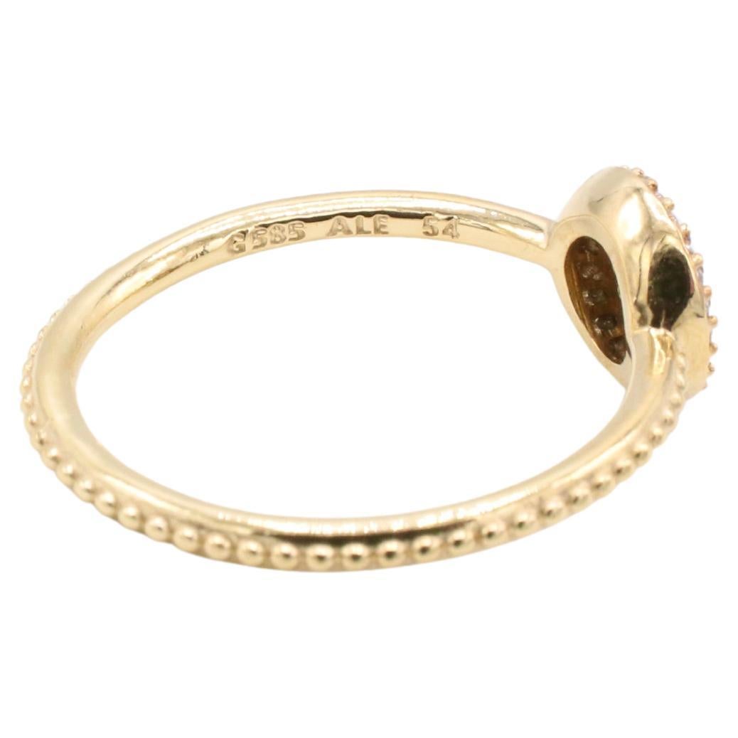 Taille ronde Pavé naturel en or jaune 14 carats  Bague empilable à grappes de diamants en vente
