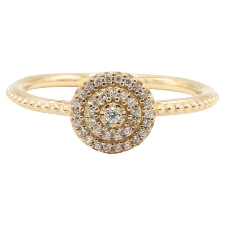 Pavé naturel en or jaune 14 carats  Bague empilable à grappes de diamants