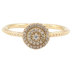 Pavé natural de oro amarillo de 14 quilates  Anillo apilable con racimo de diamantes