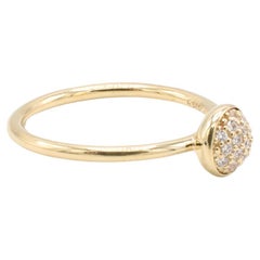 14 Karat Yellow Gold Natural Pavé Diamond Cluster Stackable Dome Band Ring
