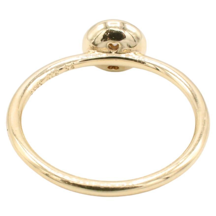 Moderne Bague à dôme empilable en or jaune 14 carats pavé de diamants naturels en vente