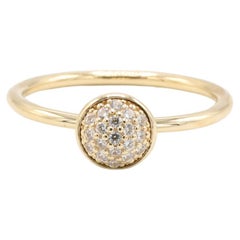 14 Karat Yellow Gold Natural Pavé Diamond Cluster Stackable Dome Band Ring