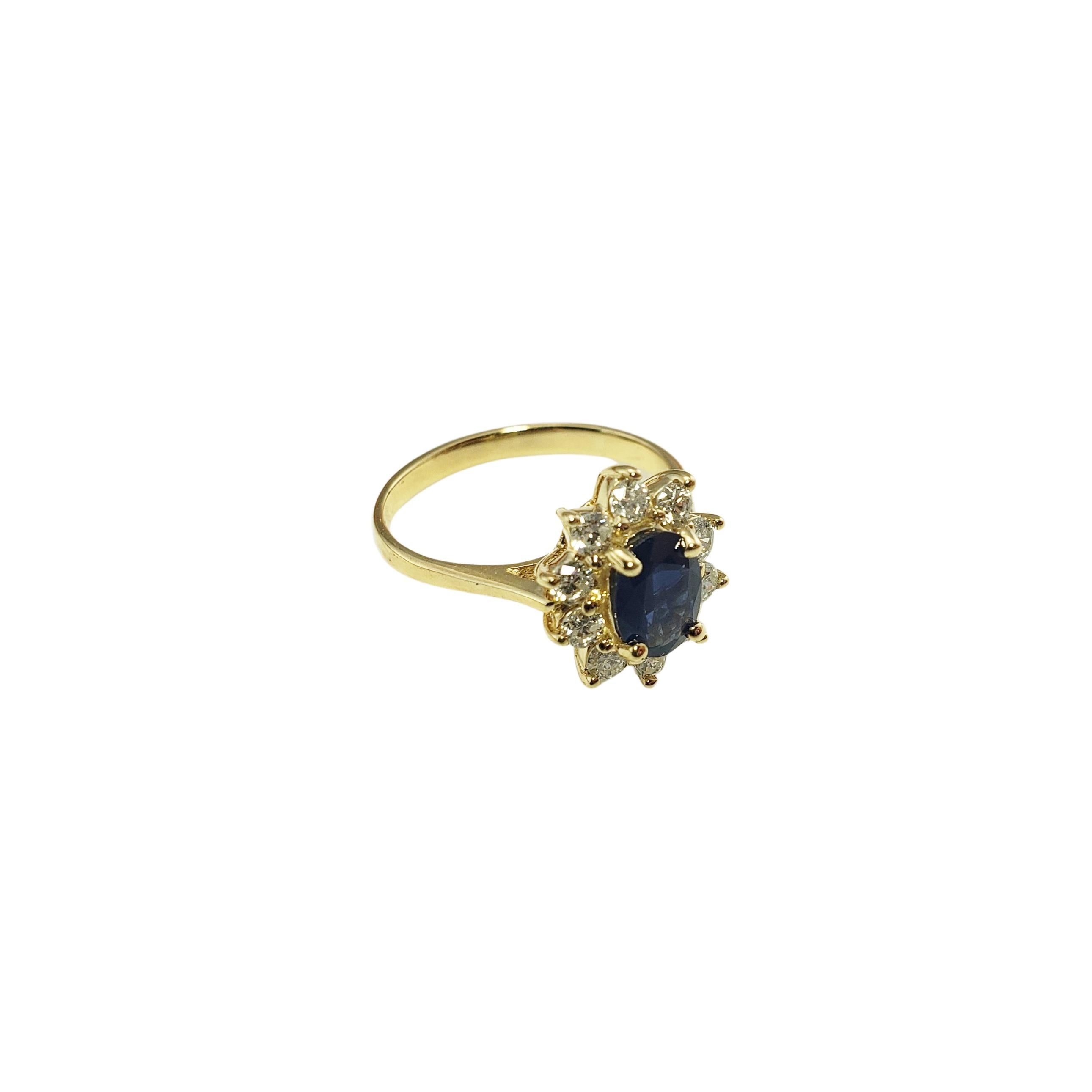 14 Karat Yellow Gold Natural Sapphire and Diamond Ring Size 5.75 #17068 In Good Condition For Sale In Washington Depot, CT
