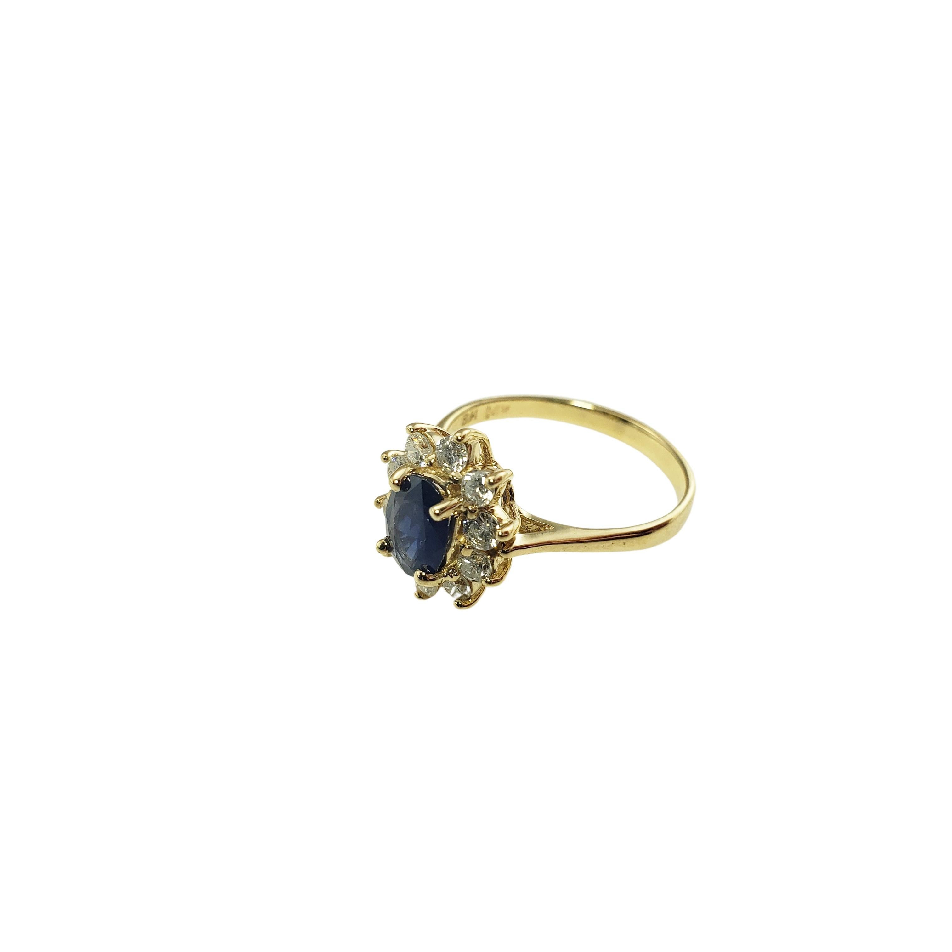 Women's 14 Karat Yellow Gold Natural Sapphire and Diamond Ring Size 5.75 #17068 For Sale