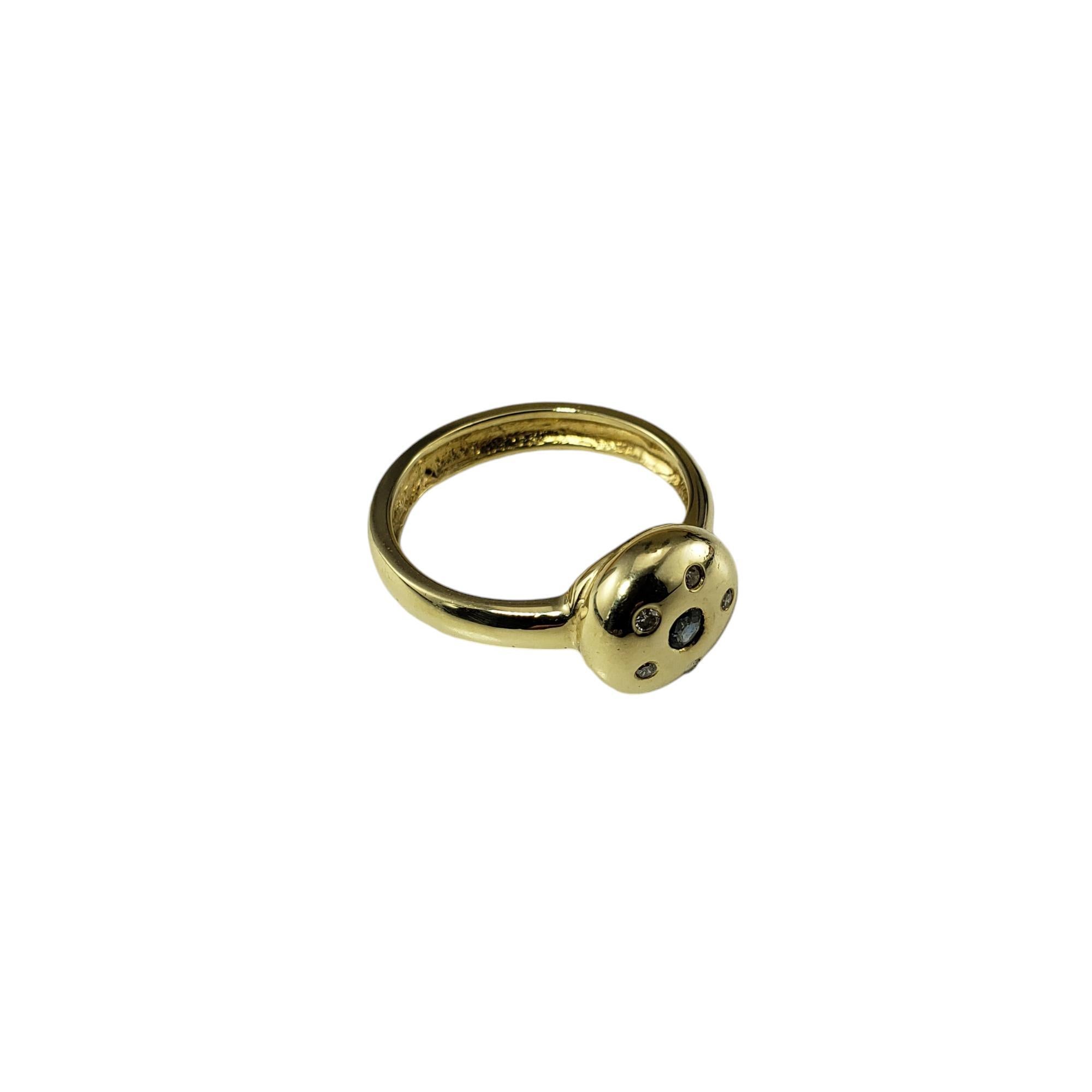Round Cut 14 Karat Yellow Gold Natural Sapphire and Diamond Ring Size 6.5 #19055 For Sale