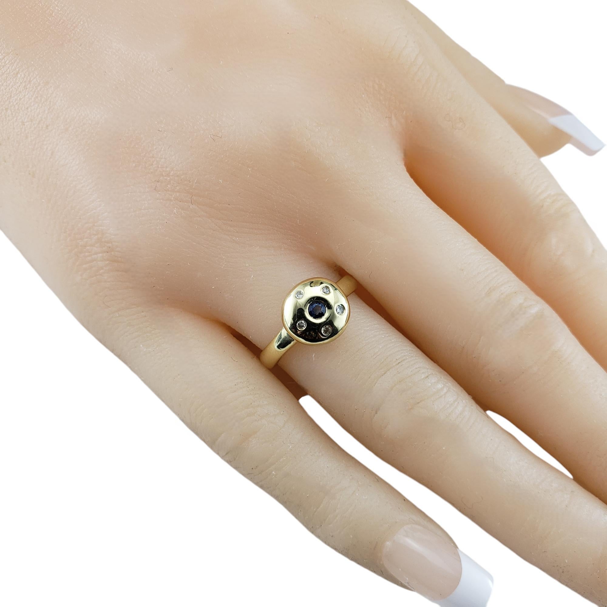 14 Karat Yellow Gold Natural Sapphire and Diamond Ring Size 6.5 #19055 For Sale 2