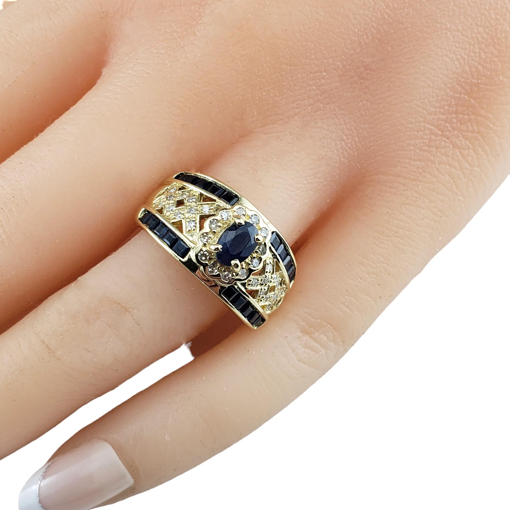 14 Karat Yellow Gold Natural Sapphire and Diamond Ring Size 6.75 #16079 For Sale 3