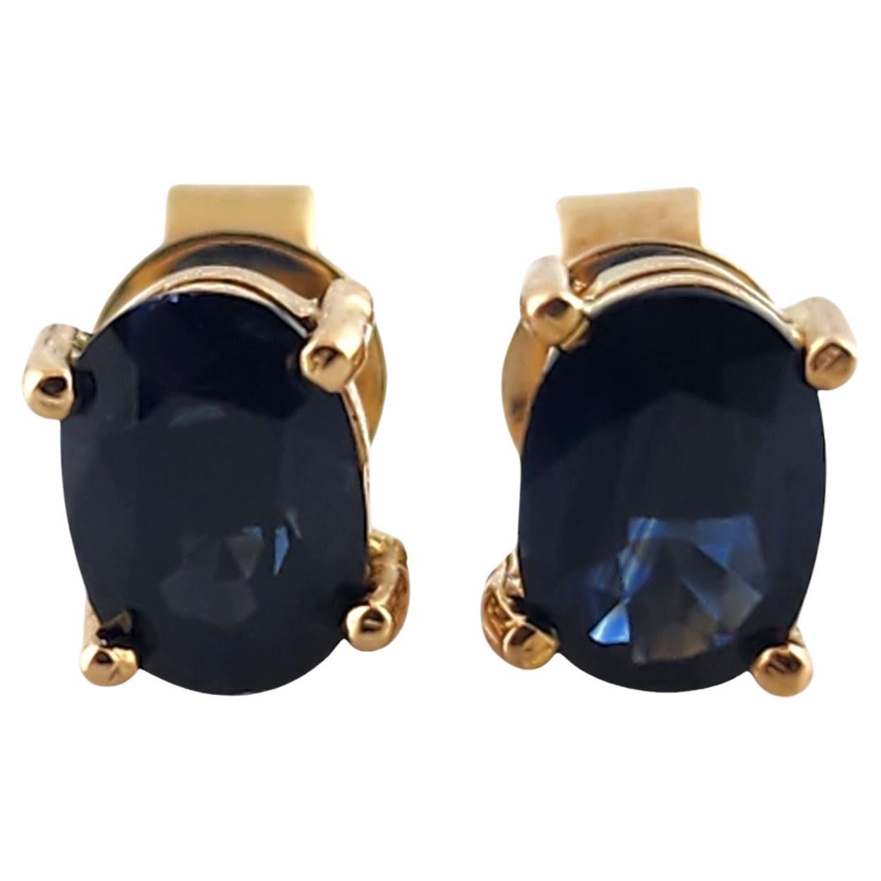 14 Karat Yellow Gold Natural Sapphire Stud Earrings #18567