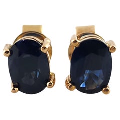 14 Karat Yellow Gold Natural Sapphire Stud Earrings #18567