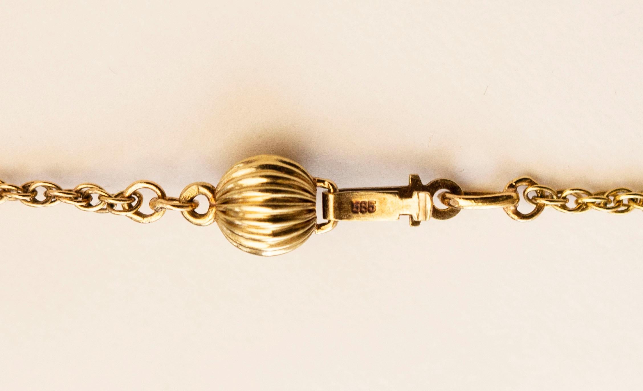 Women's 14 Karat Yellow Gold Necklace with Pearls and Golden Beads JKa Kohle Company