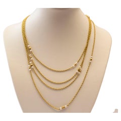 Vintage 14 Karat Yellow Gold Necklace with Pearls and Golden Beads JKa Kohle Company 