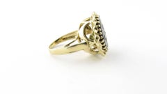 14 Karat Yellow Gold Neptune Onyx Etched Gold Leaf Ring