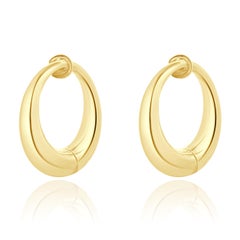 14 Karat Yellow Gold Non Pierced Spring Loaded Hoop Earrings