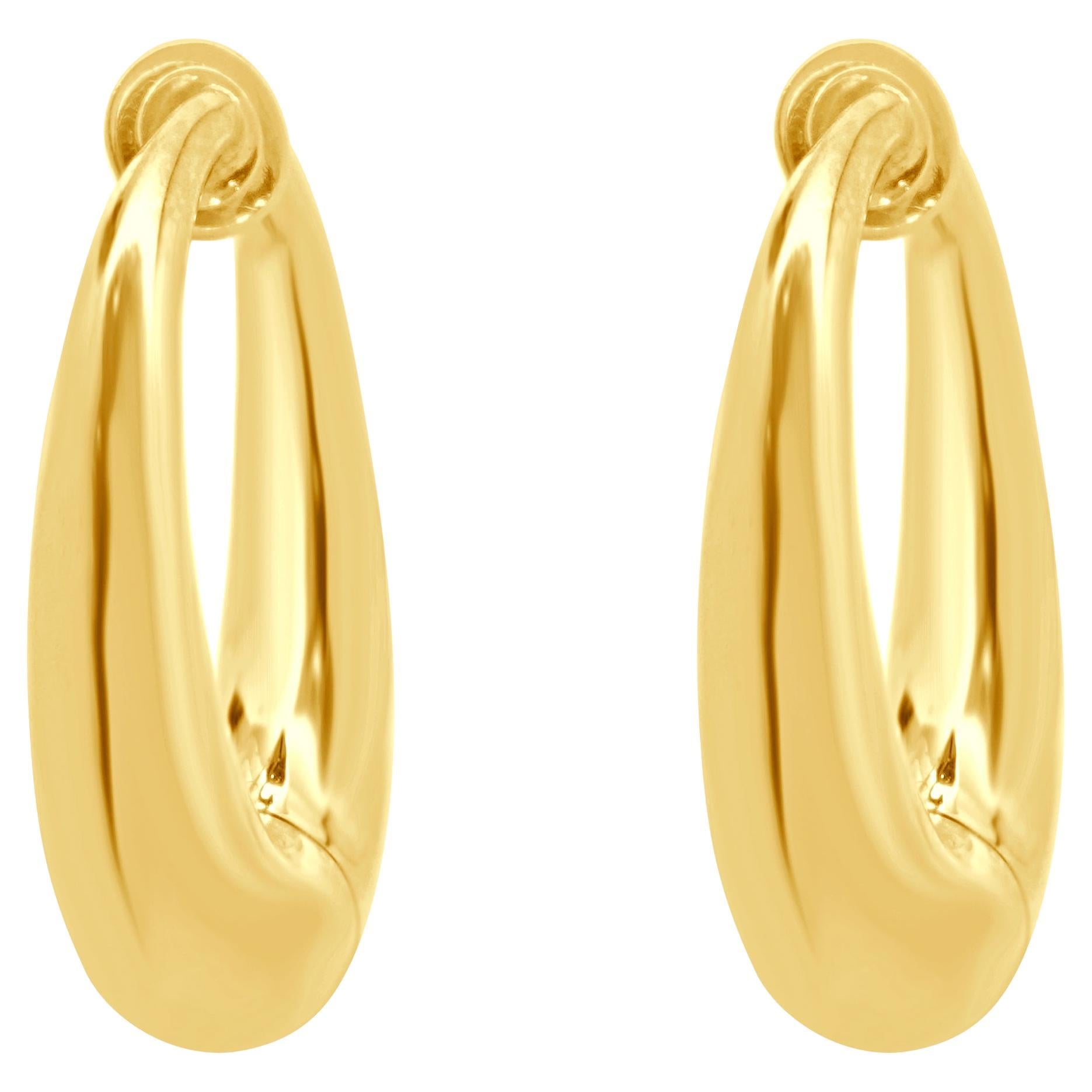 14 Karat Yellow Gold Non Pierced Spring Loaded Hoop Earrings