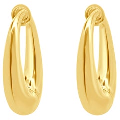 14 Karat Yellow Gold Non Pierced Spring Loaded Hoop Earrings