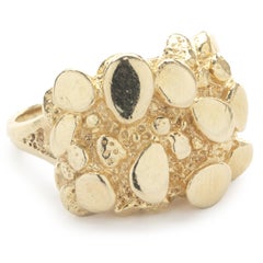 14 Karat Yellow Gold Nugget Signet Style Ring