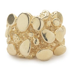 14 Karat Yellow Gold Nugget Signet Style Ring