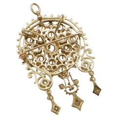 14 Karat Yellow Gold Old European Cut Natural Diamond Pendant Brooch Pin